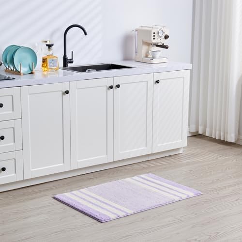 CozeCube Purple Striped 36"x24" Non Slip Washable Bath Mat