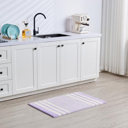 CozeCube Purple Striped 36"x24" Non Slip Washable Bath Mat