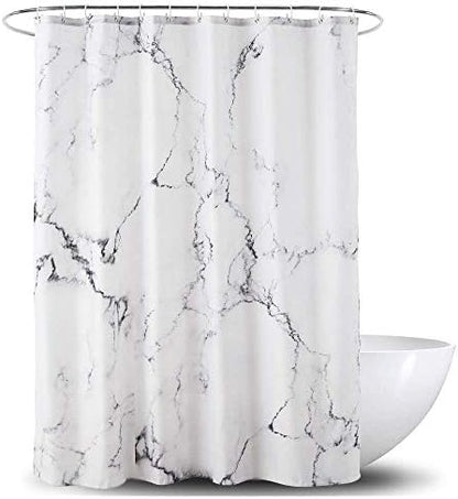Marble Bathroom Shower Curtain,Grey and White Fabric Shower Curtain with Hooks,Unique 3D Printing,Decorative Bathroom Accessories,Water Proof,Reinforced Metal Grommets,Extra Long 72x96 Inches