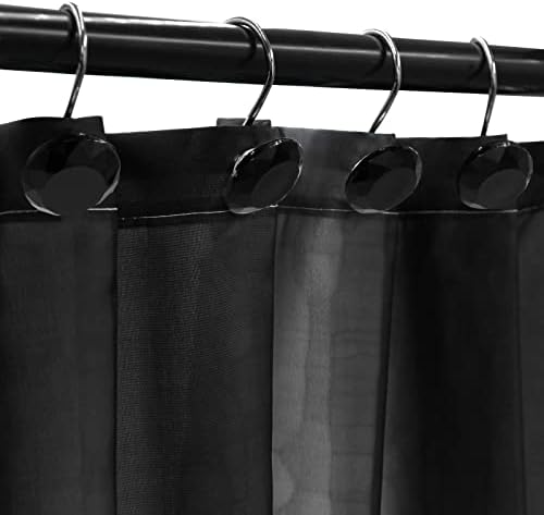 Crystal Diamond Round Shower Curtain Hooks Rings for Bathroom,Black,12PCS