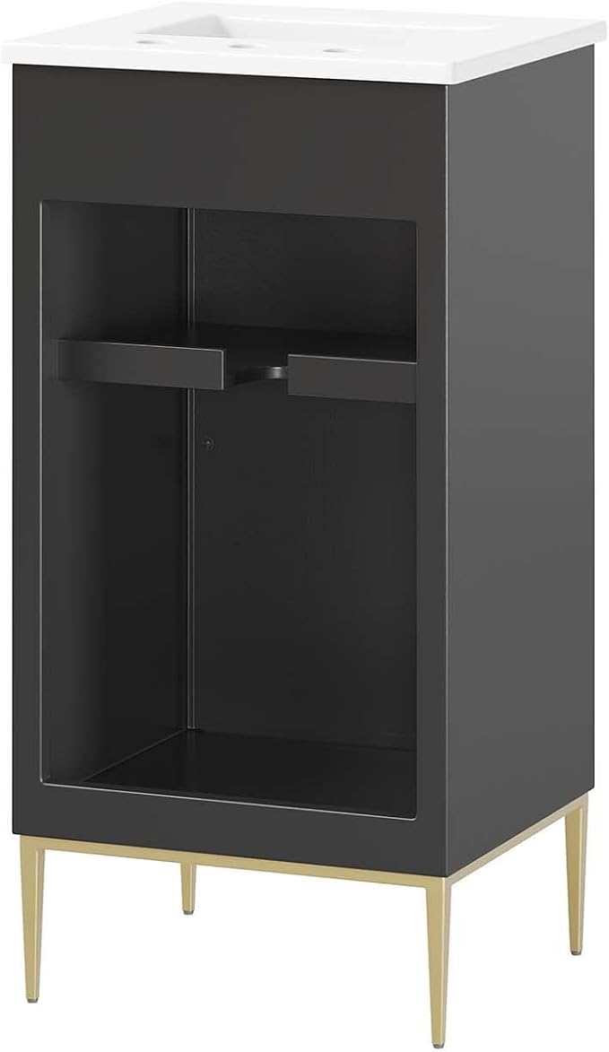Modway Awaken Bathroom Vanity Cabinet, 18", White Black