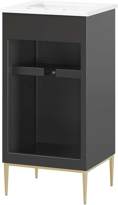 Modway Awaken Bathroom Vanity Cabinet, 18", White Black