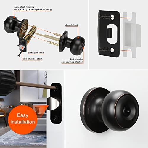 Haidms 5 Pack Oil Rubbed Bronze Door Knobs Interior, Bronze Privacy Interior Door Knobs for Bedroom or Bathroom Classic Round Doorknobs Hardware