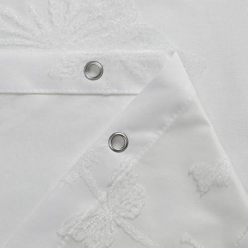 Onalasyc White Butterfly Shower Curtain,Lace Sheer Shower Curtain,72x72in