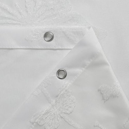 Onalasyc White Butterfly Shower Curtain,Lace Sheer Shower Curtain,72x72in
