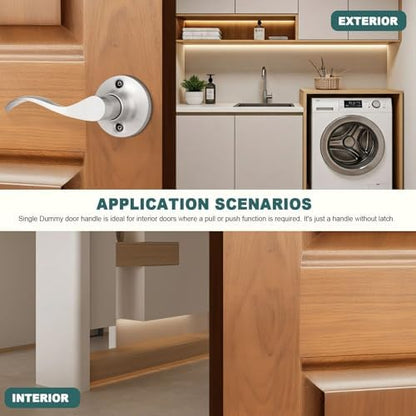 GOBEKOR 1 Pack Brushed Nickel Lever Door Handle Dummy Left-Handed Door Levers Closet Door Handles for Pantry Interior Non-Turning Door Lever