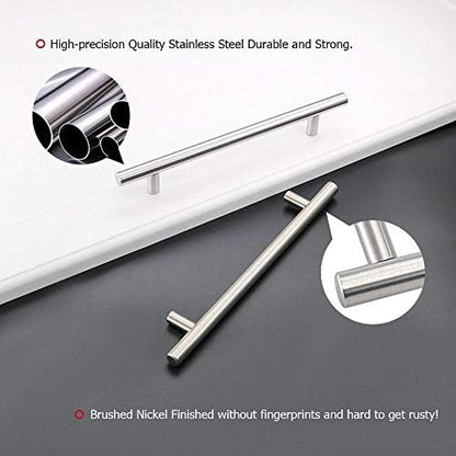 homdiy Cabinet Handles Brushed Nickel Drawer Pulls - 6-1/4in Hole Centers Kitchen Cabinet Handles Modern Cabinet Hardware for Dresser Drawers