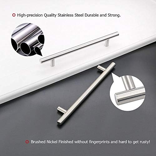 homdiy (30 Pack) Drawer Pulls Brushed Nickel Cabinet Pulls HD201SN Cabinet Hardware Euro Style Drawer Handles 6-1/4in Hole Centers Kitchen Cabinet Handles Cupboard Handles