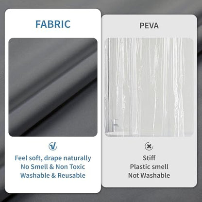 1 Pack Water-Repellent Fabric Shower Curtain Liner, 72x72 Grey
