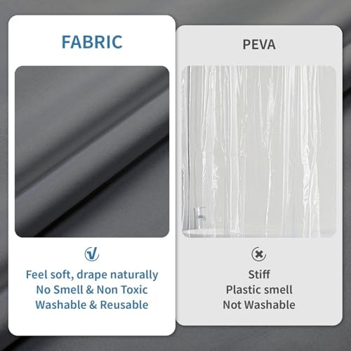 1 Pack Water-Repellent Fabric Shower Curtain Liner, 72x78 Grey