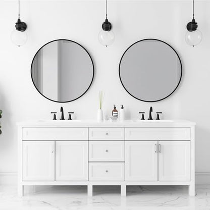 Round Black Mirror 16 inch, Circle Mirror, Matte Black Metal Frame