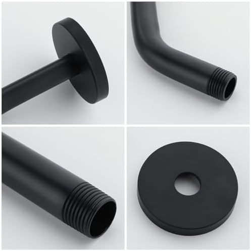Wall Mounted Shower Arm Extension Head Holder Stainless Steel for Elbow Bathroom Accessories Pipe Bath Tube Matte Black,SW-RD91018-6MB.