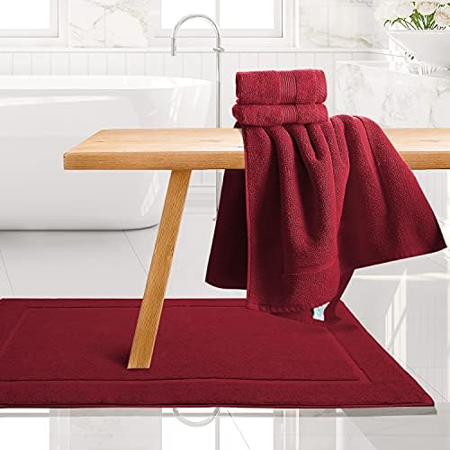 Hearth & Harbor Bath Mat Towels - 100% Ring Spun Cotton Luxury Towels - Ultra Soft & Highly Absorbent, Bathroom Towels, Floor Mat - Red