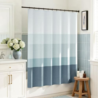 jinchan Ombre Ocean Blue Shower Curtain for Bathroom 70x60 Inch 12 Hooks