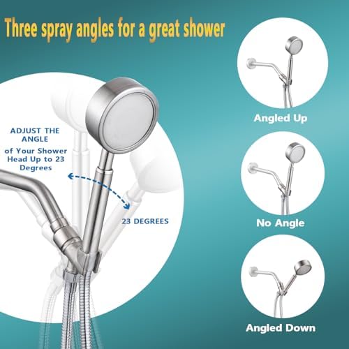 All Metal Handheld Shower Head Holder, Adjustable Shower Wand Holder with Brass Pivot Ball，Shower Arm Holder Mount for Connecting Shower Arm and Shower Hose, BRUSHED NICKEL