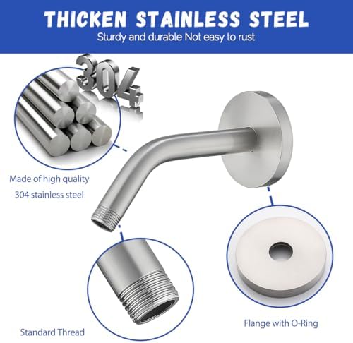 Wall Mounted Shower Arm Extension Head Holder Stainless Stee for Elbow Bathroom Accessories Pipe Bath Tube Brushed Nickel,SW-RD91018-6BN.