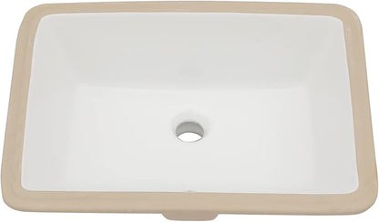 Sarlai Undermount Rectangular Vessel Sink - 20 x 14.5 inch Modern White Ceramic Art Basin with Overflow