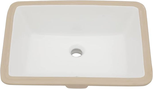 Sarlai Undermount Rectangular Vessel Sink - 20 x 14.5 inch Modern White Ceramic Art Basin with Overflow