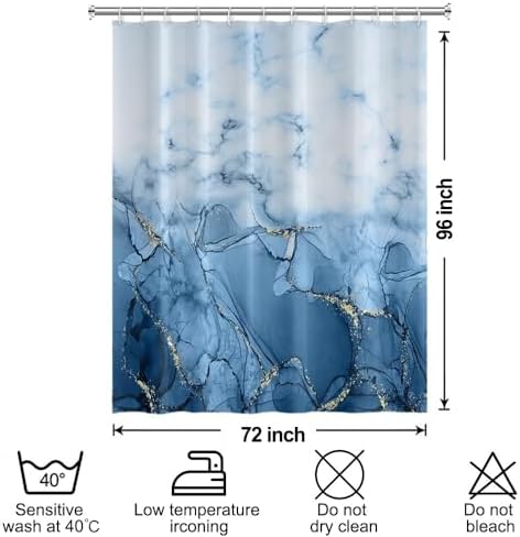 Light Blue Extra Long Waterproof Shower Curtain 72x96 inches