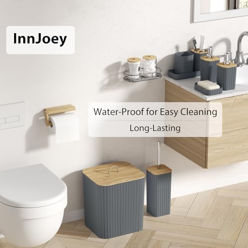 Bathroom Accessories Set - 10PC Bathroom Set, Grey Bathroom Set, Bathroom Accessories Set, Toilet Brush, Bathroom Trash Can & Soap Dispenser