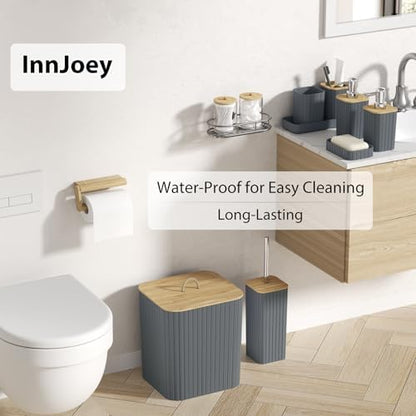 Bathroom Accessories Set - 10PC Bathroom Set, Grey Bathroom Set, Bathroom Accessories Set, Toilet Brush, Bathroom Trash Can & Soap Dispenser