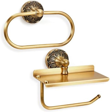 2 Pcs Antique Toilet Paper Holder Hand Towel Ring, Style 1