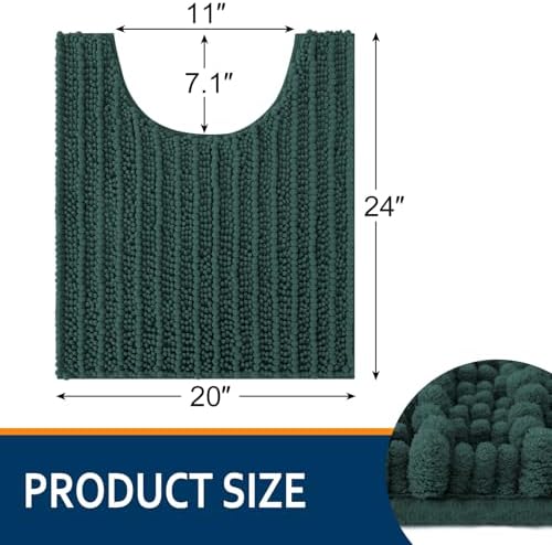 Smiry Bathroom Toilet Rugs U Shaped 24X20, Chenille Bath mats for Toilet