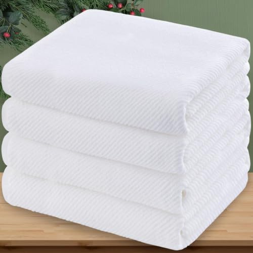 VOOVA & MOVAS White Bath Towels 4PC, 100% Cotton, 30x56 in