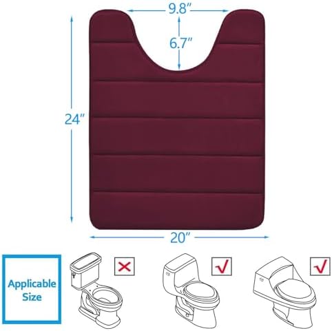 Buganda Memory Foam U-Shaped Toilet Rugs 24 x 20, Absorbent Bathroom mat