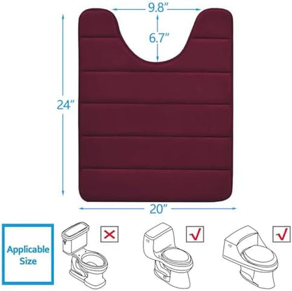 Buganda Memory Foam U-Shaped Toilet Rugs 24 x 20, Absorbent Bathroom mat