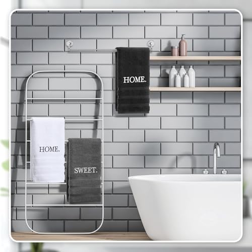 FuWeave 3 Pcs Black Decorative Hand Towels for Bathroom Home Sweet Home