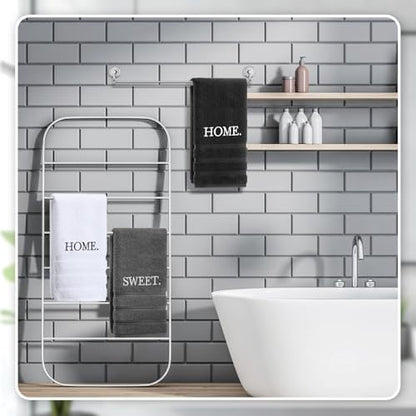 FuWeave 3 Pcs Black Decorative Hand Towels for Bathroom Home Sweet Home