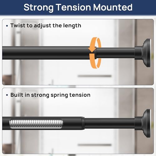 ENJOYBASICS 1" Black Shower Curtain Rod, 30-52" Adjustable, Secure Tension