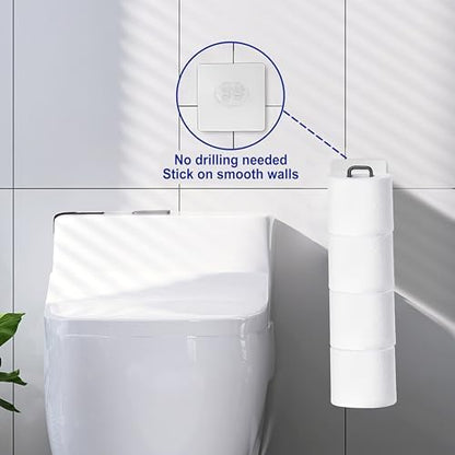 Black Toilet Paper Holder for 4 Rolls Tissue, Over The Tank Toilet Paper Holder, Stainless Steel Rustproof Toilet Paper Storage Wall Mount, for Rv, Bathroom Storage and Organization, 1 PC