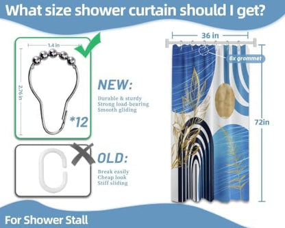 Light Blue Stall Shower Curtain, 36X72 in Narrow Small, Mid Century