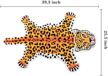 Orange Leopard Bath Mat Non Slip Absorbent Cartoon Rug 39.3x25.5in