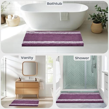 PURRUGS Bathroom Runner Rug, Bath Mat, 24" x 60", Purple