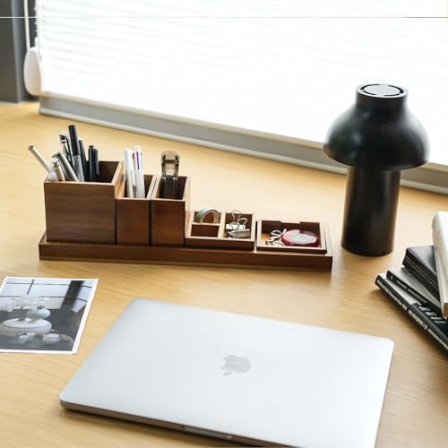 Wood Vanity Tray Set, 6-Piece Countertop Organizer for Small Items