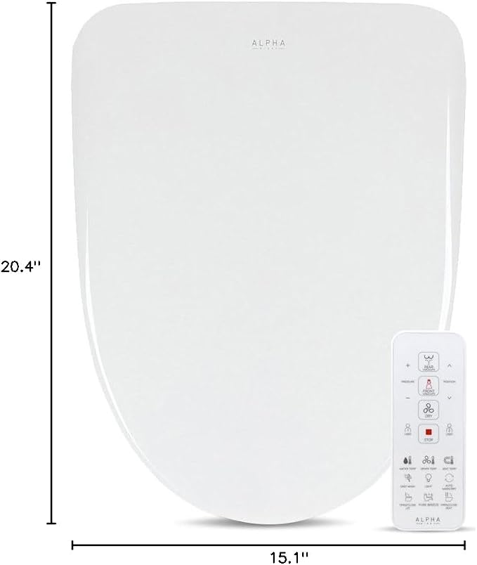 ALPHA BIDET UXA Pearl Auto Bidet Toilet Seat in Elongated White | Endless Warm Water | Automatic Lid and Seat | Arced Stainless Steel Nozzle | LED Nightlight | Dryer | Deodorizer | 3 Year Warranty