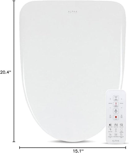 ALPHA BIDET UXA Pearl Auto Bidet Toilet Seat in Elongated White | Endless Warm Water | Automatic Lid and Seat | Arced Stainless Steel Nozzle | LED Nightlight | Dryer | Deodorizer | 3 Year Warranty