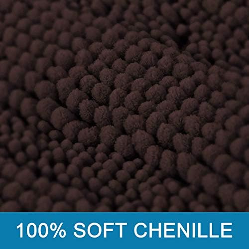 H.VERSAILTEX 2 Piece Bathroom Set - Super Absorbent Chenille Striped Bath Mats - Non Skid, Machine Washable - Chocolate, 24 x 36 Plus 20 x 32 Inches
