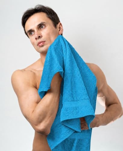 Towel and Linen Mart Cotton White 6 Pack Bath Towel Set,Quick Dry,Absorbent,Light Weight, Soft Feel, Premium Towels for Hotel, Spa and Bathroom (24 x 48) (Teal, 24 X 48 6 Pack)