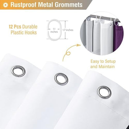 BTTN Purple Modern Geometric Waterproof Fabric Shower Curtain Set, 72 x 72