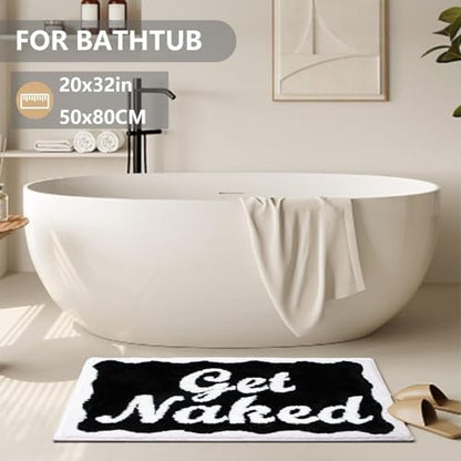 KOEXM Get Naked Bath Mat Black Bathroom Rugs 20" x 32" Non-Slip