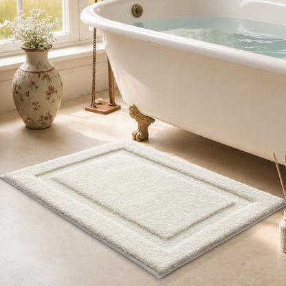 LUMI Soft Bathroom Rugs Absorbent, Non Slip Bath Mat 20x32, Ivory White