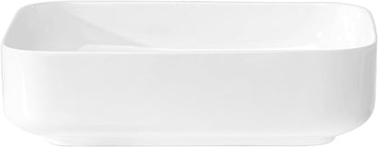 Lordear Vessel Sink Rectangle 20"x15" Bathroom Sink Rectangular Modern Above Counter Bathroom Sinks White Porcelain Ceramic Vessel Vanity Sinks Art Basin