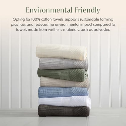 Springtree Home 100% Cotton Bath Towel Set | 6-Piece Set | Textured | Grey