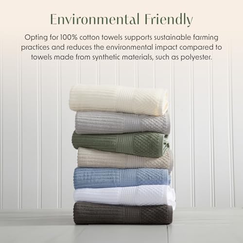 Springtree Home 100% Cotton Bath Towel Set | 6-Piece Set | Textured | White