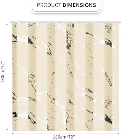 Beige Marble Shower Curtain, Modern Abstract Marble Pattern Fabric Bathroom Curtain with Hooks, Water Repellent Decorative Bath Curtain for Bathtub, Neutral Bathroom Decor