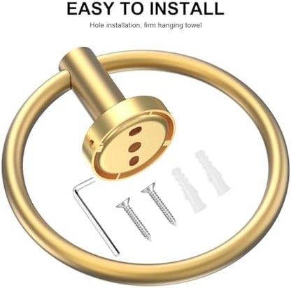 SetSail Towel Holder Screw-in Brushed Gold Towel Ring for Bathroom Wall